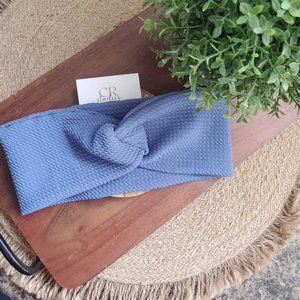 Dusty Blue Perikwinkle Twist Front Bullet Fabric Head Wrap